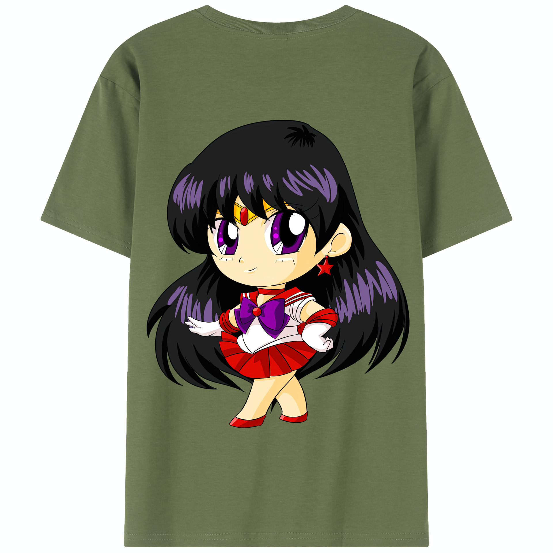 （画像用） 美少女戦士セーラームーン 火野レイ ひの レイ Sailor Moon Hino Rei （セーラーマーズ,Sailor Mars） 綿100％半袖Tシャツ（背面プリント）